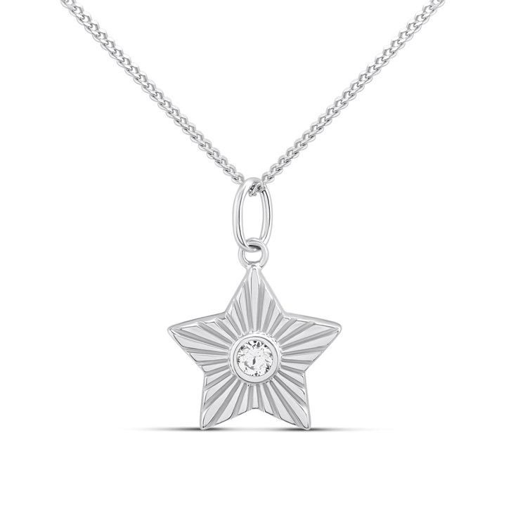 Silver CZ Star Necklace - F34115