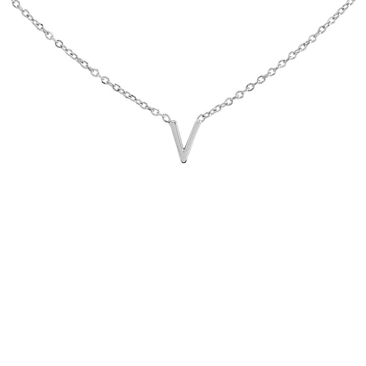 Silver Mini Initial V Necklace - F35121