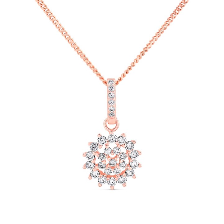 Rose Gold Plated Silver Cubic Zirconia Necklace - F35134