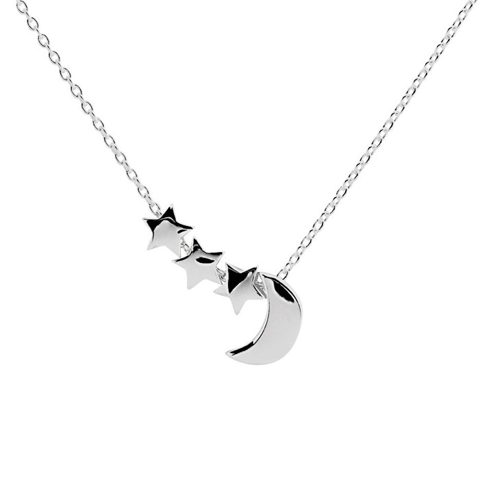 Silver Moon And Stars Necklace - F35144
