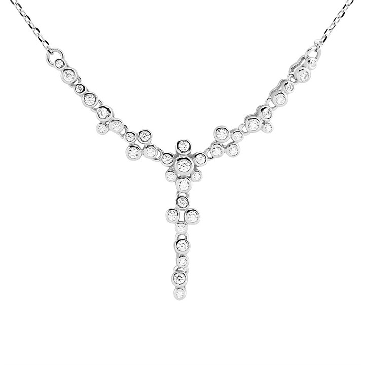 Silver Cubic Zirconia Y Necklace - F35149