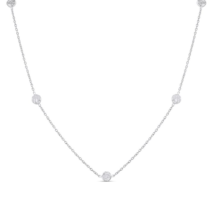 Silver Hammered Disc Chain Necklace - F35165
