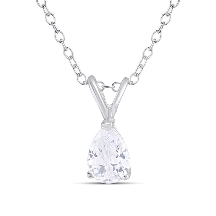 Silver Pear CZ Necklace - F35178