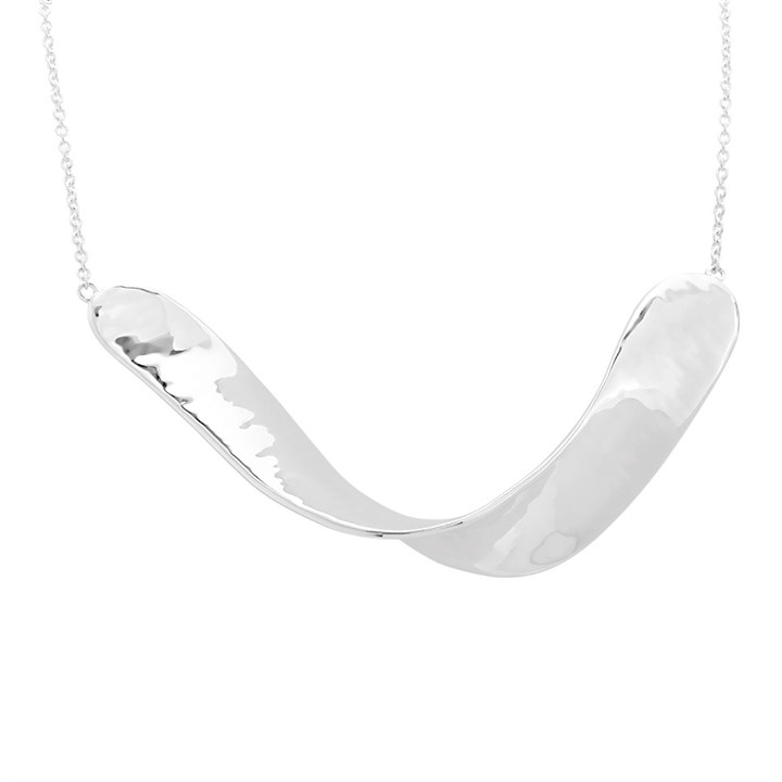 Silver Large Twisted Bar Statement Necklace - F3569