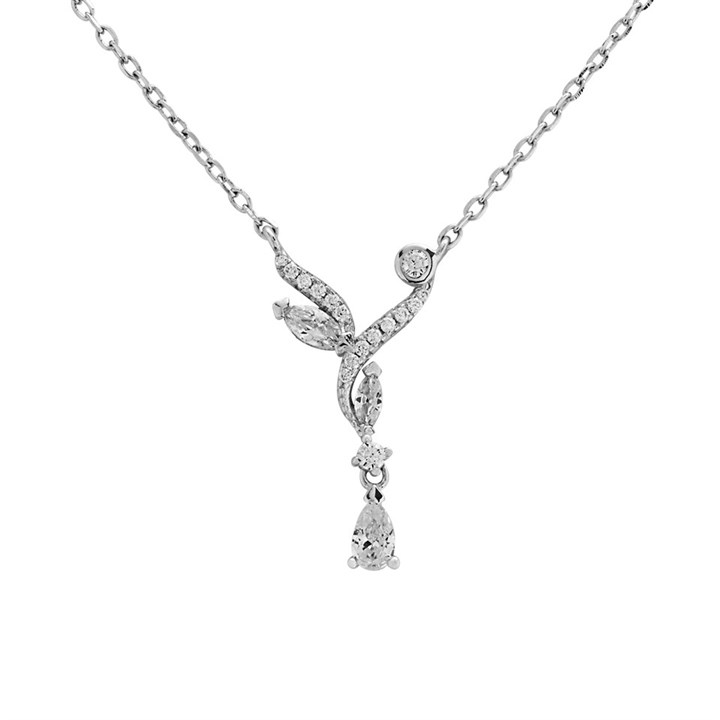 Silver Cubic Zirconia Necklace - F3578