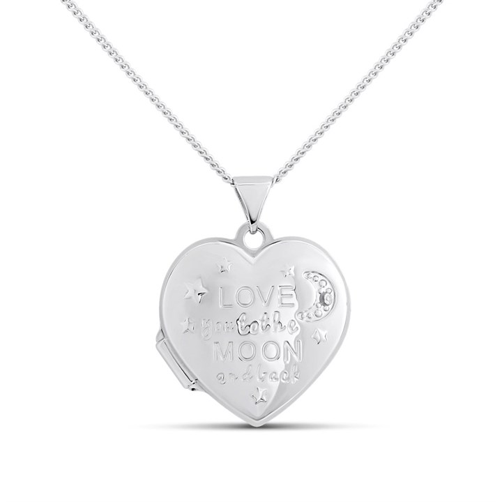 Silver Engraved CZ Heart Locket - F4332