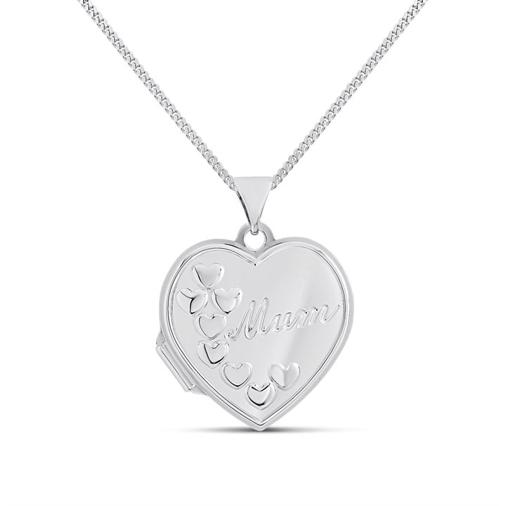 Silver Heart Mum Locket - F4333