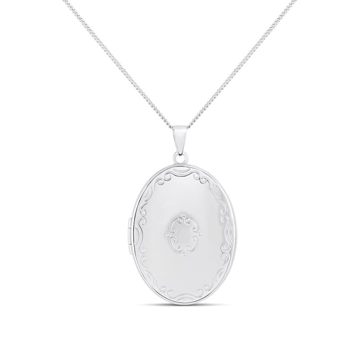 Silver Oval Design Locket - F4334