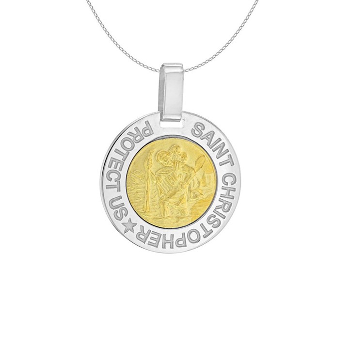 Gold Plated Silver St. Christopher Necklace - F4514