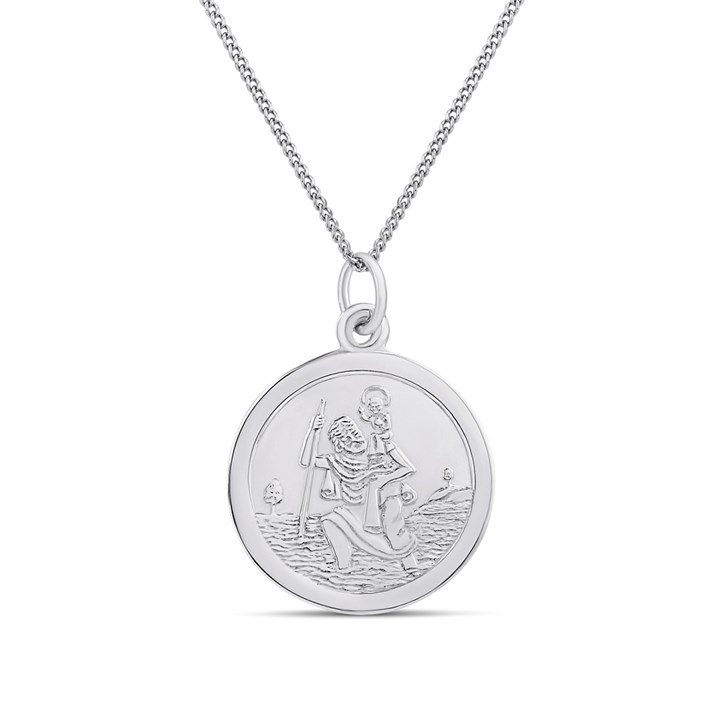 Silver Double Sided St Christopher Pendant- 19mm - F4704