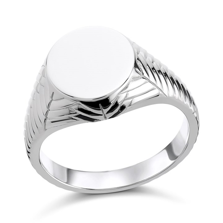 Silver Chevron Signet Ring - F5120