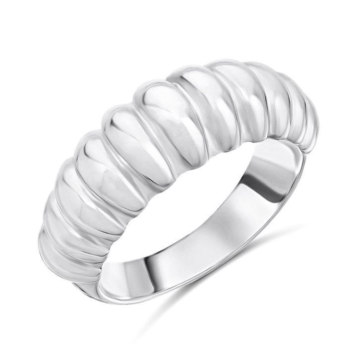 Silver Ridged Ring - F5435