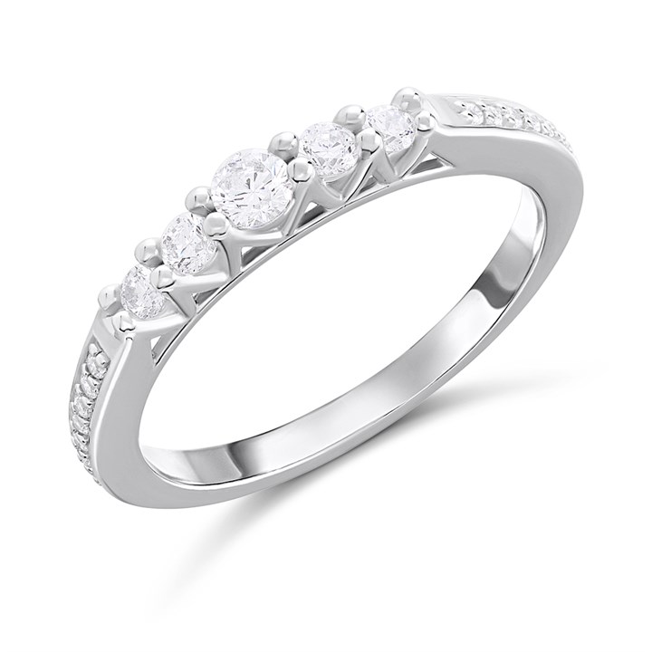 Silver Five Stone CZ Band Ring - F5937