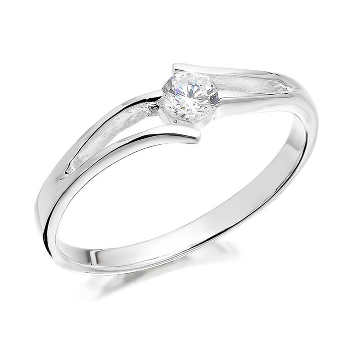 Silver Cubic Zirconia Crossover Ring - F5939