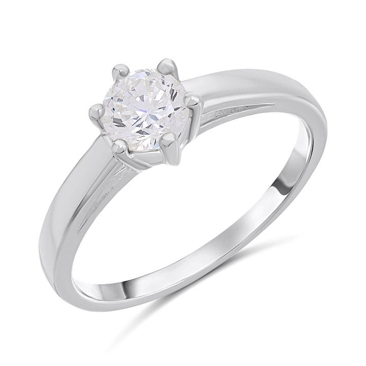 Silver Solitaire CZ Ring - F60109