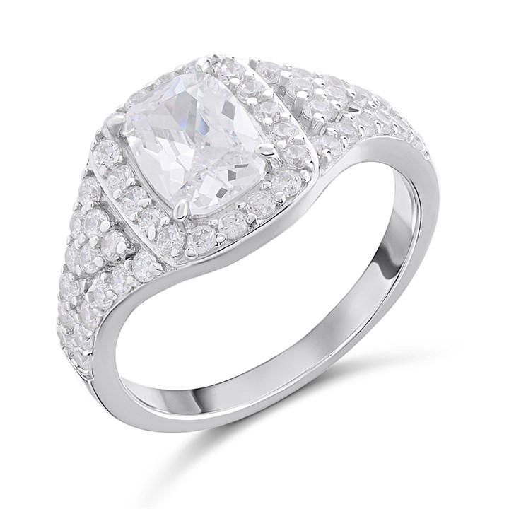 Silver Radiant CZ Halo Ring - F60121