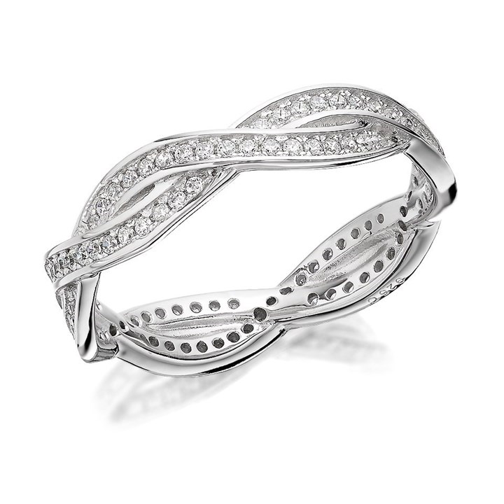 Silver Cubic Zirconia Plait Ring - F6019