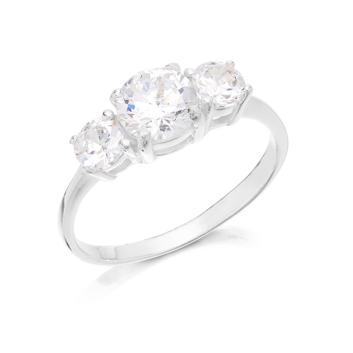 Silver Cubic Zirconia Trilogy Ring - F6023