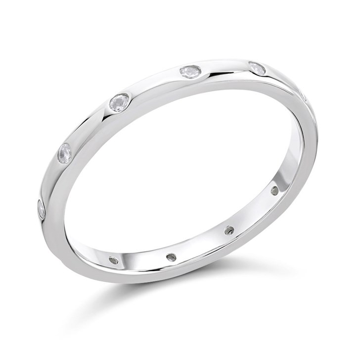 Silver Cubic Zirconia Band Ring - F6047