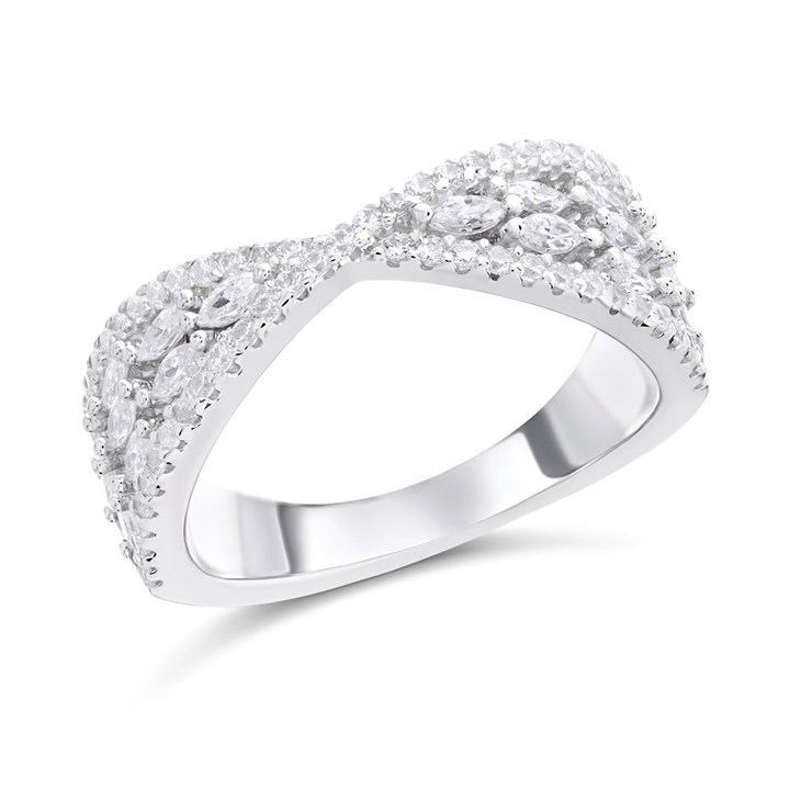 Silver Cubic Zirconia Kiss Ring - F6061