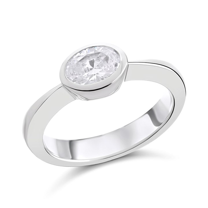 Silver Oval Cubic Zirconia Ring - F6069