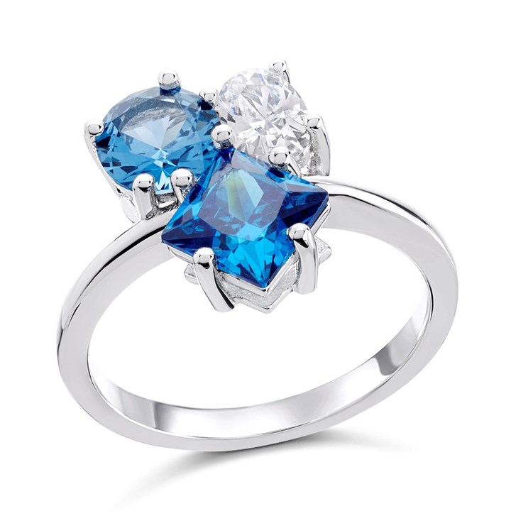 Silver Cubic Zirconia Fancy Ring - F6071