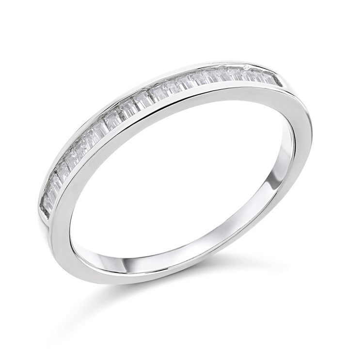 Silver Cubic Zirconia Half Eternity Ring - F6079