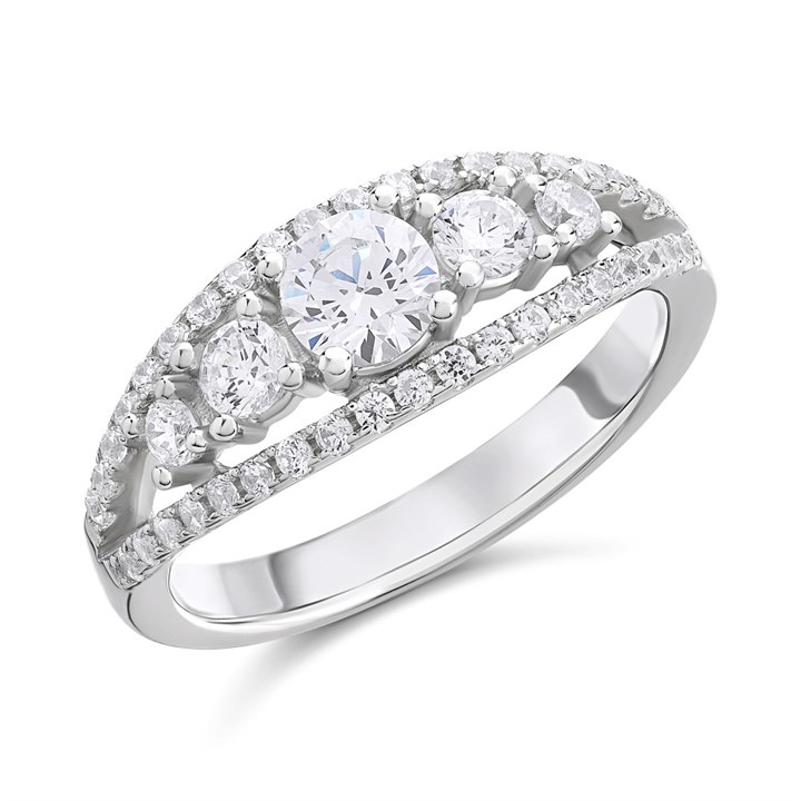 Silver Cubic Zirconia Band Ring - F6089