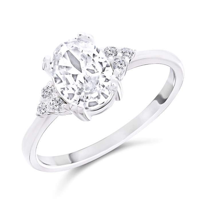 Silver Oval Cubic Zirconia  Ring - F6092