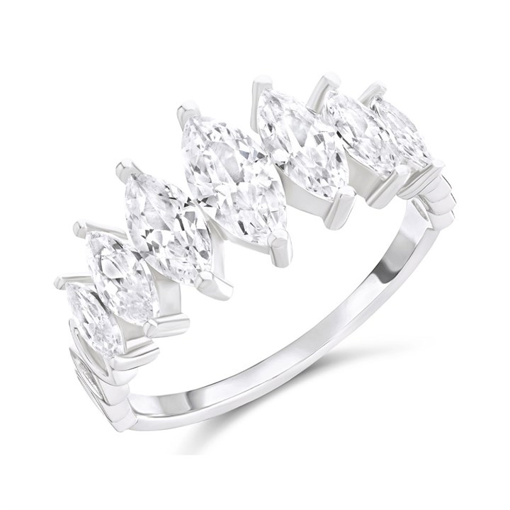 Silver Marquise Cubic Zirconia Graduated Ring - F6098
