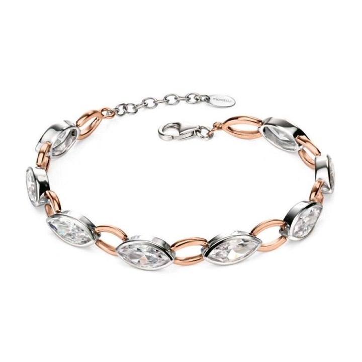 Fiorelli Silver Rose Gold Plated Cubic Zirconia Marquise Bracelet - F66131