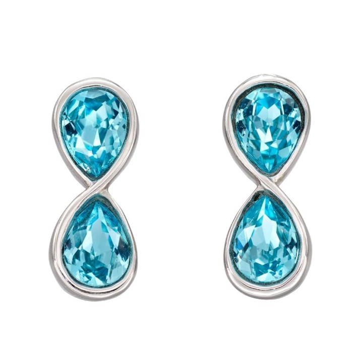 Fiorelli Silver Blue Crystal Infinity Stud Earrings - 15mm - F66153