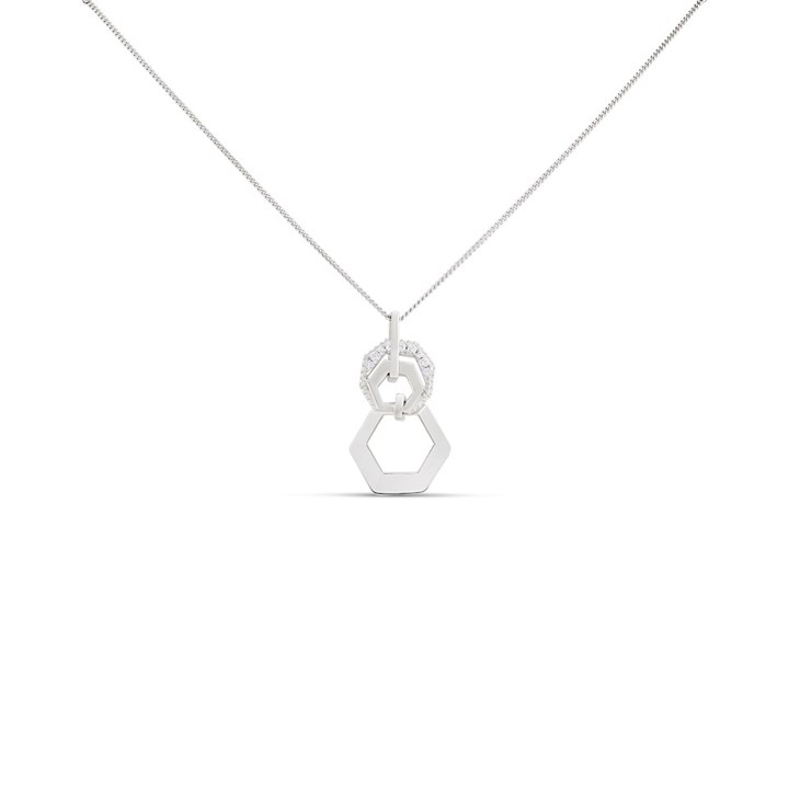 Fiorelli Silver CZ Linked Hexagon Pendant - F66191