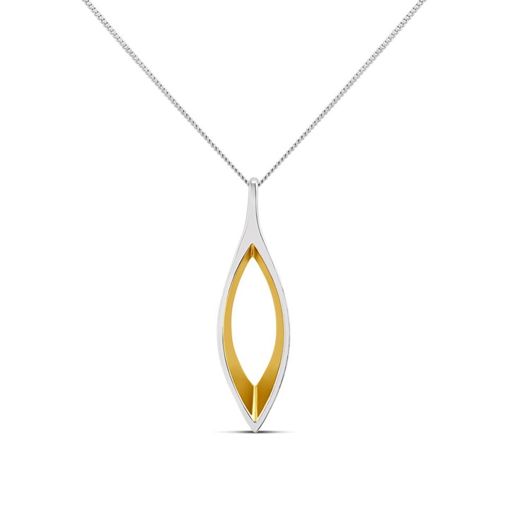 Fiorelli Silver P5194 Gold Plated Marquise Necklace - F66196