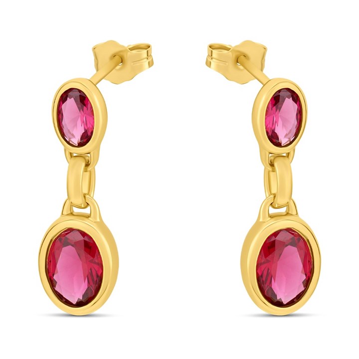 Fiorelli Silver E6226P Gold Plated Fuchsia Nano Crystal Earrings - F66200