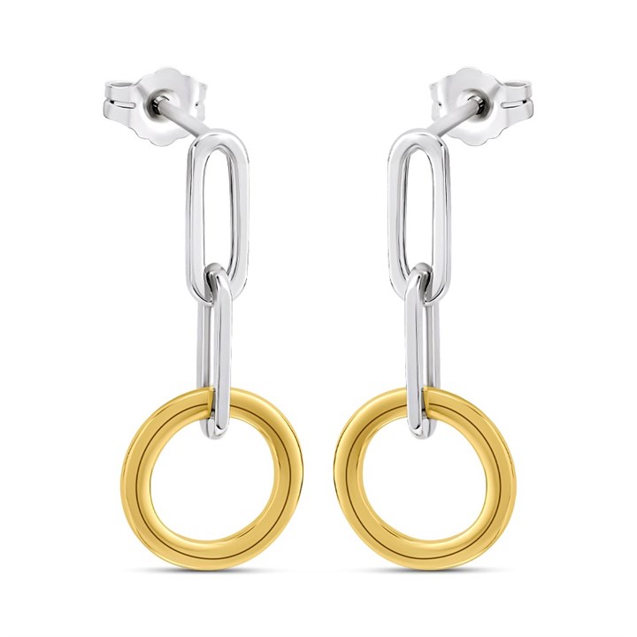 Fiorelli Silver E6223 Gold Plated Circle Link Earrings - F66202