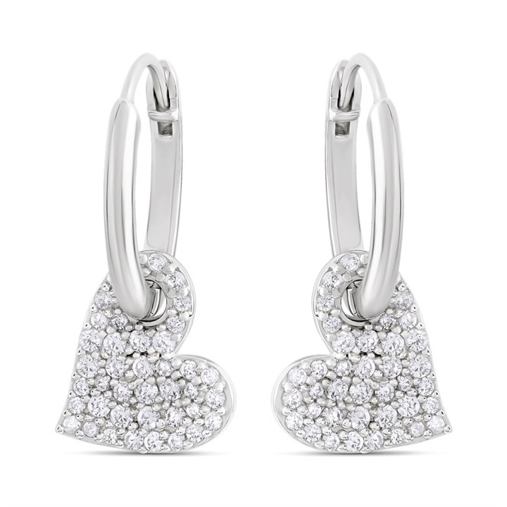 Fiorelli Silver E6233 CZ Pave Heart Hoop Earrings - F66204
