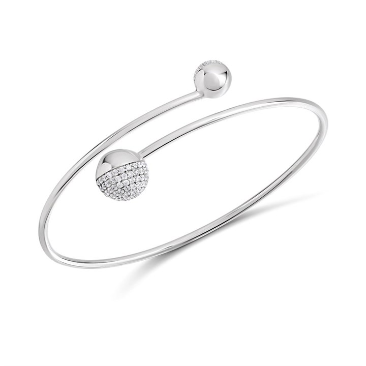 Fiorelli Silver B5208C CZ Pave Ball Torque Bangle - F66205