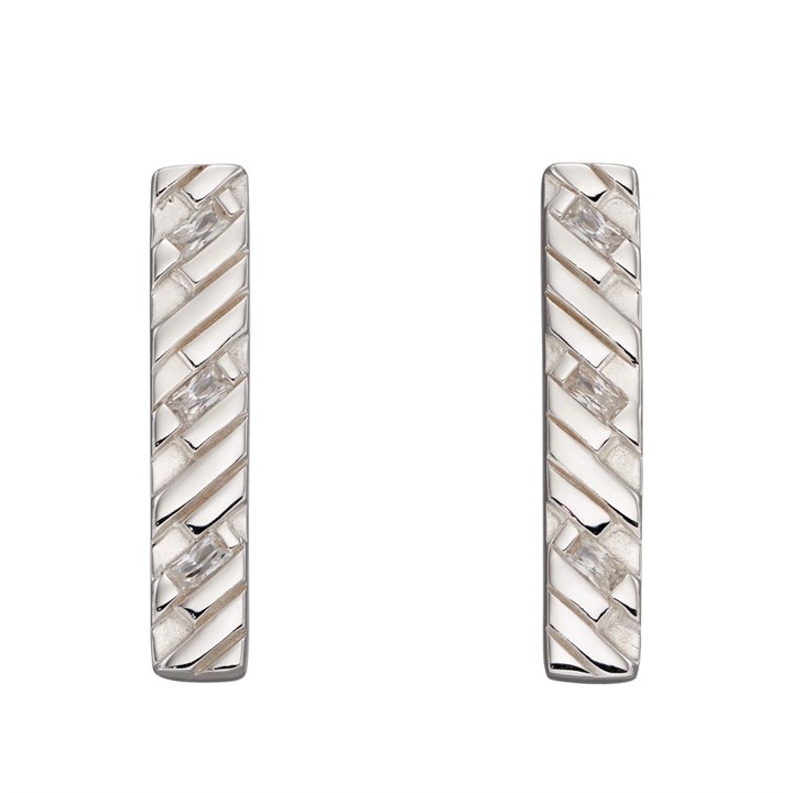 Fiorelli E6079C Platinum Plated Silver Chevron Stick Earrings - F66206