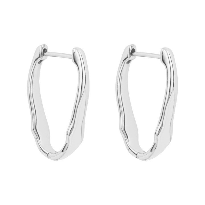 Fiorelli E6362 Wavy Shaped Platinum Plated Silver Hoop Earrings - F66207