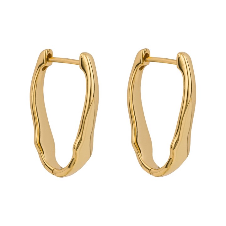 Fiorelli E6363 18ct Gold Plated Silver Wavy Hoop Earrings - F66208