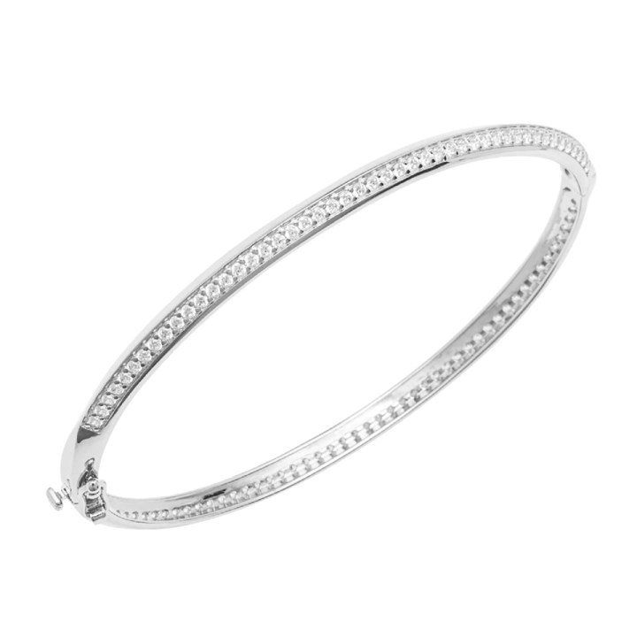 Fiorelli B5380C Platinum Plated Knife Edge Hinge Bangle - F66217