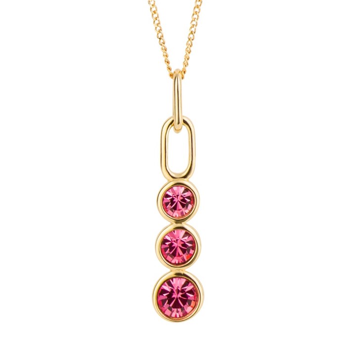 Fiorelli Silver P5280P 9ct Gold Plated Pink Crystal Necklace - F66219