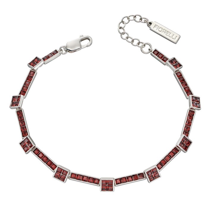 Fiorelli Silver B5255R Burgundy Crystal Tennis Bracelet - F66223