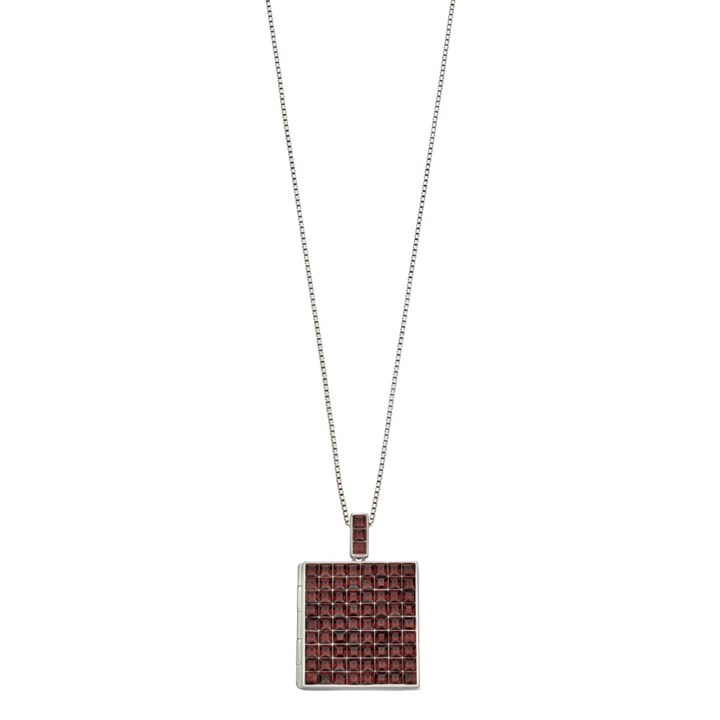 Fiorelli Silver P4901R Burgundy Square Locket And Chain - F66224