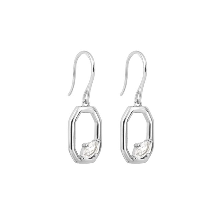 Fiorelli Silver E6229C CZ Octagon Float Drop Earrings - F66226
