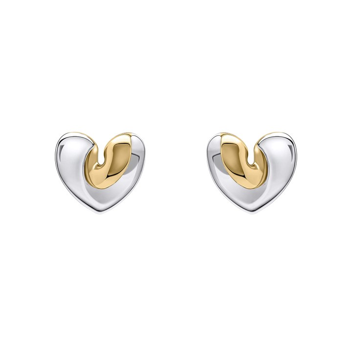 Fiorelli E6457 Silver Gold Plated Folded Heart Earrings - F66234