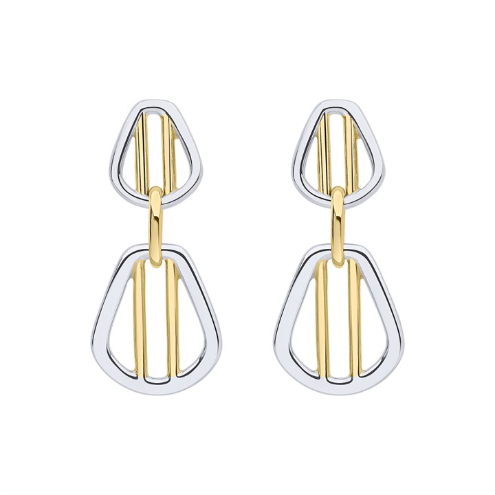 Fiorelli E6430 Silver Gold Plated Drop Earrings - F66239