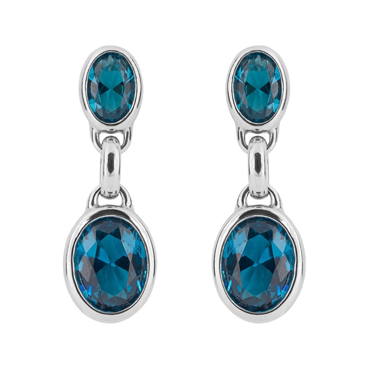 Fiorelli E6225T Silver Aqua Crystal Drop Earrings - F66240
