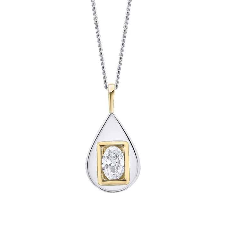 Fiorelli Gold Plated Silver CZ Teardrop Necklace - F66246